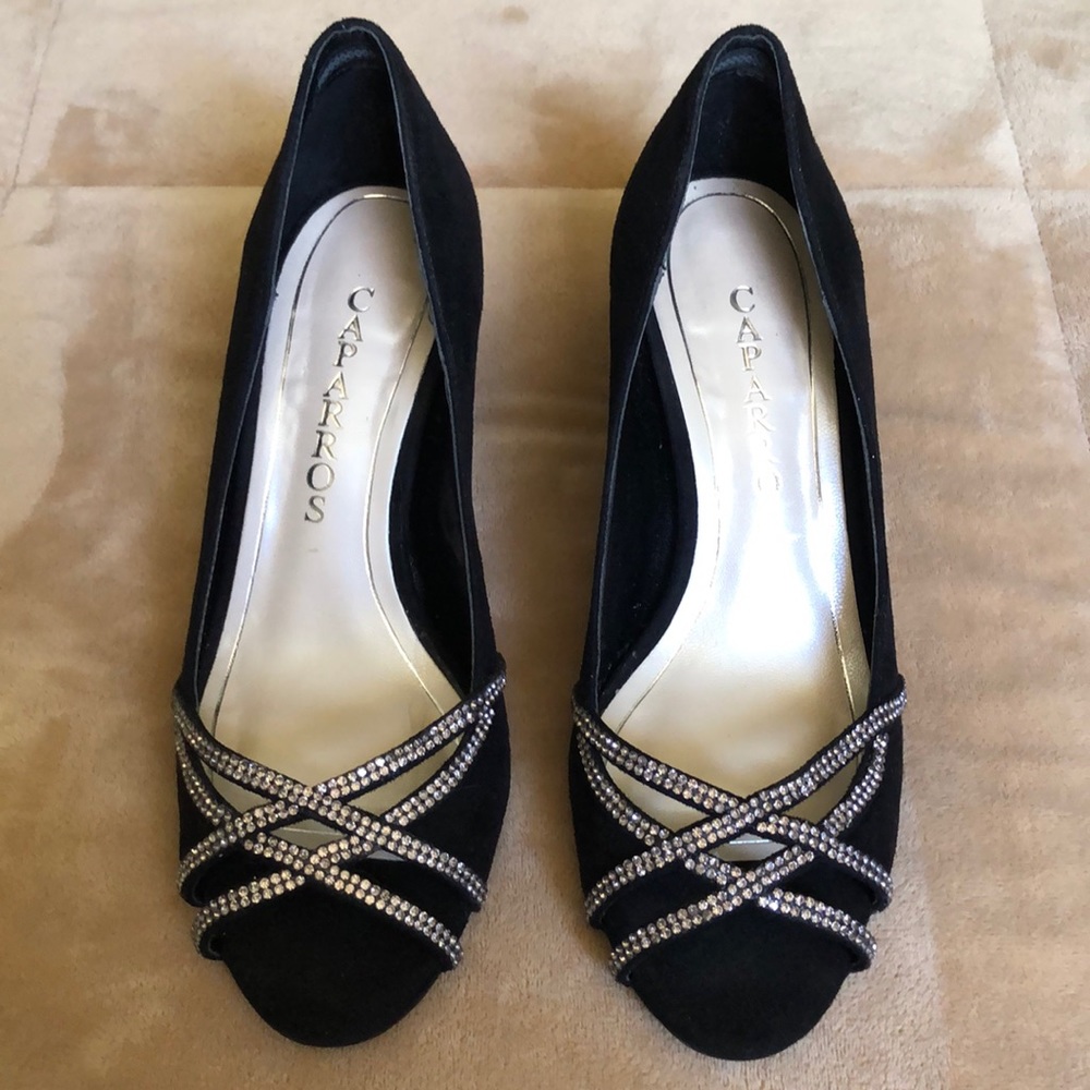 Rhinestone Open Toe Pump (Euc) - image 1